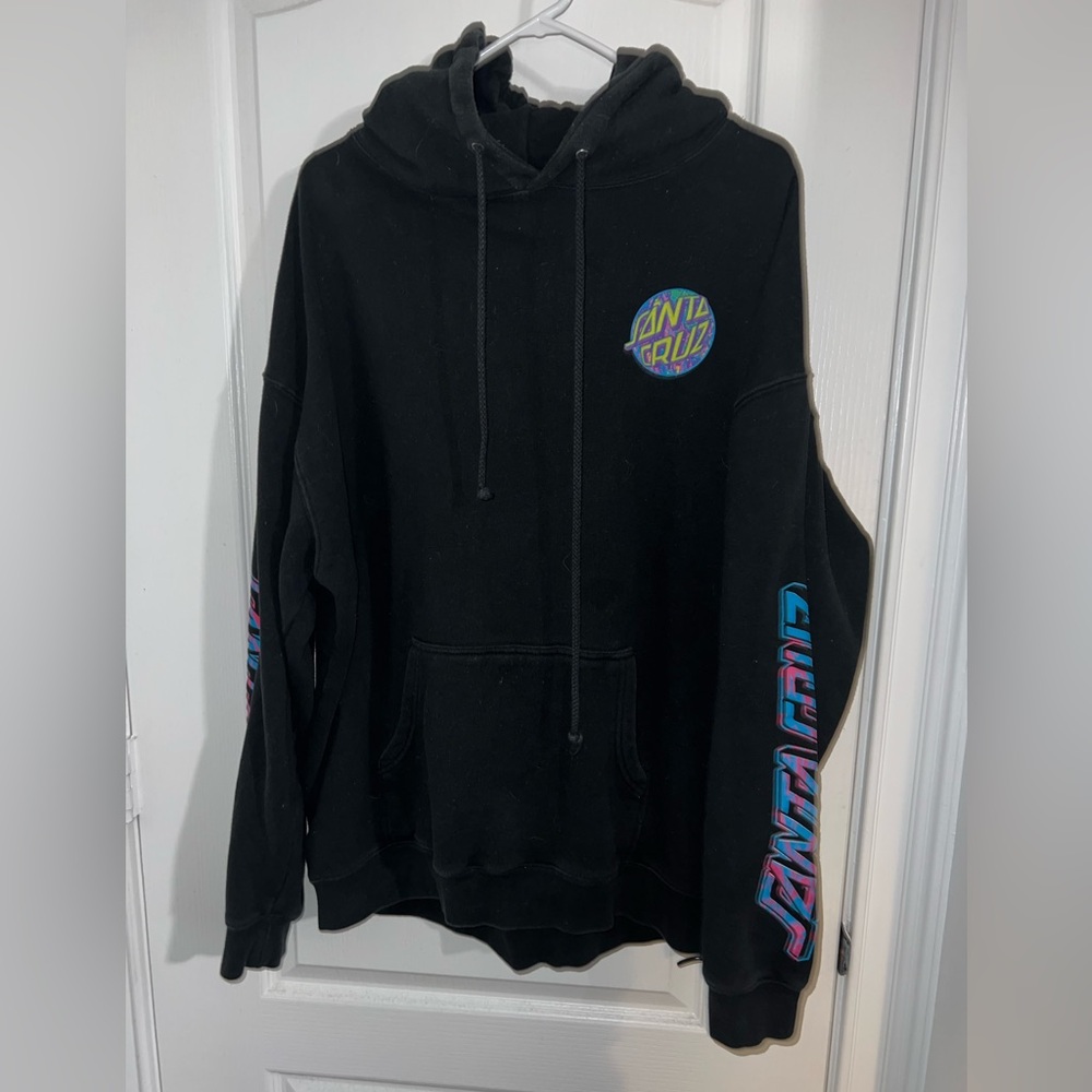 Santa Cruz Skateboards Black Hoodie with Multicolor Logo